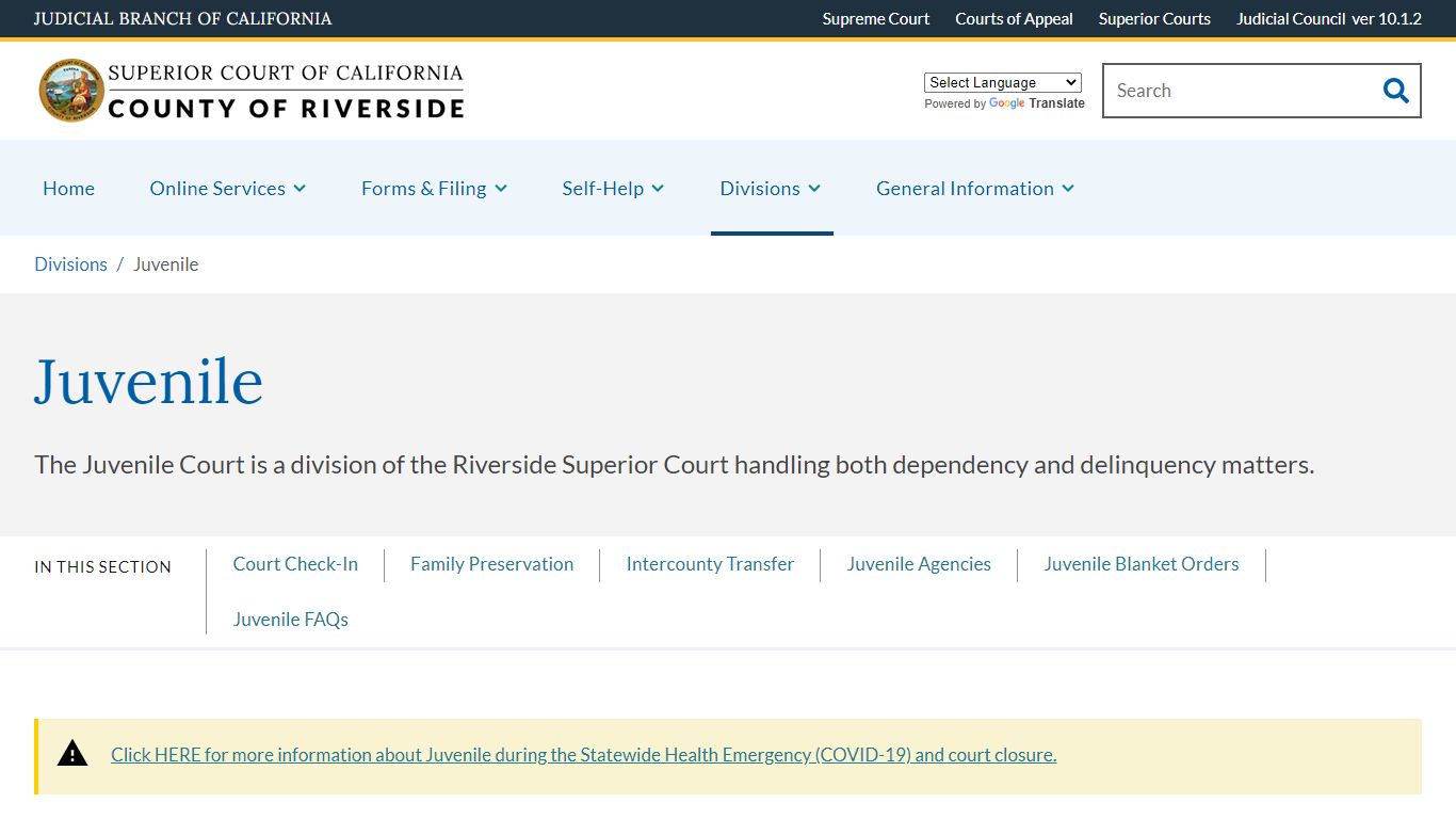 Juvenile | Superior Court of California | County of Riverside