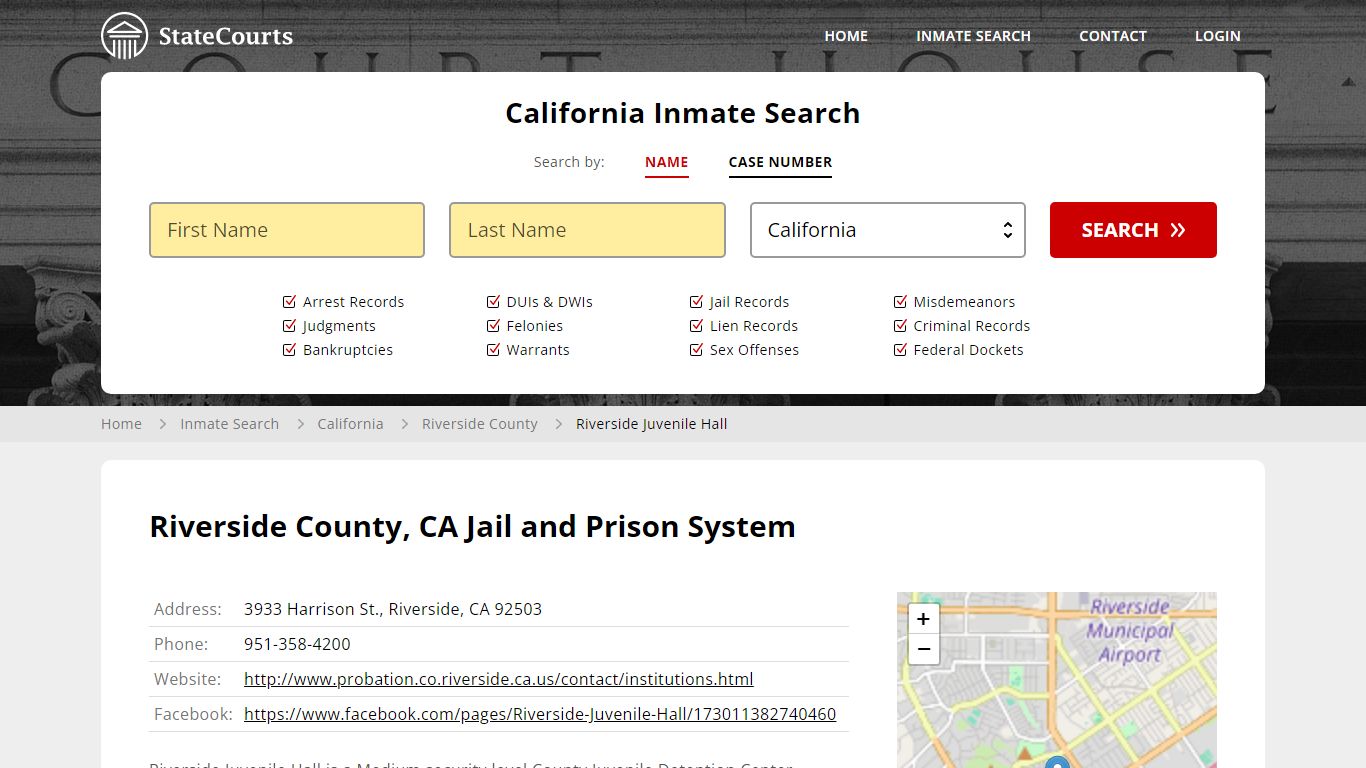 Riverside Juvenile Hall Inmate Records Search, California - State Courts